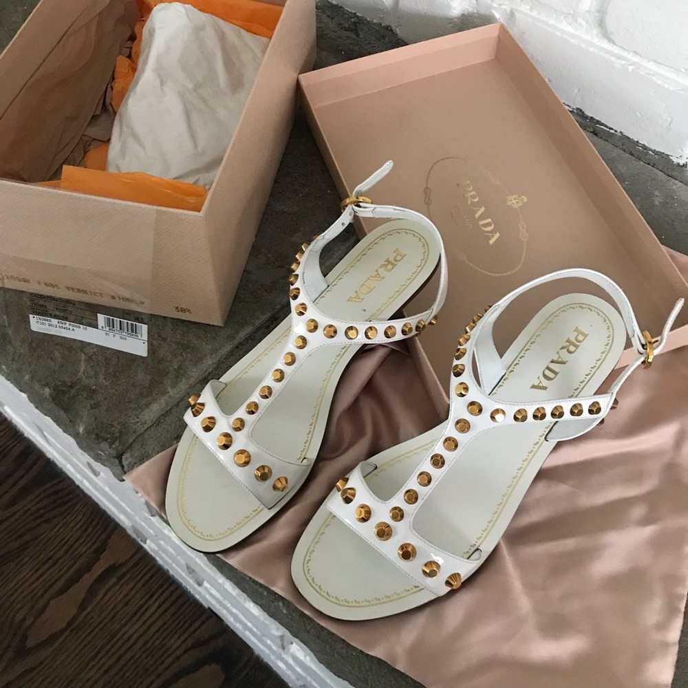 Prada studded gladiator Sandals white size 38.5